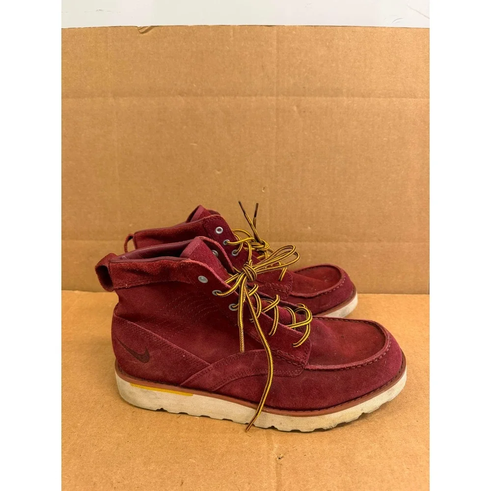 Nike ACG Kingman Suede Leather Boots Dark Team Red Darkold Leaf Size 11 US